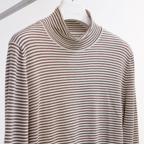 Maison Margiela Brown Striped Wool Turtleneck - Picture 1 of 11